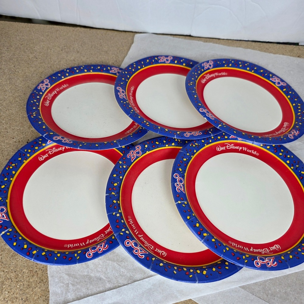 Vintage Walt Disney World 2000 Millennium Celebration Paper Plates Set of 6 Blue